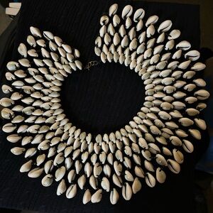 African Cowrie Shell Collar Necklace (6 rows)